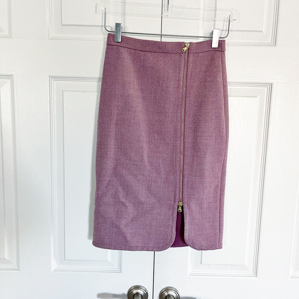 J.Crew Wool Zip Pencil Skirt Orchid Purple Office Siren Career Chic